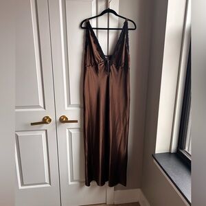 Brown Silk Maxi Slip Dress